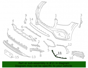 Молдинг переднего бампера нижний левый Mercedes X167 GLS 450 580 24-26 AMG pkg