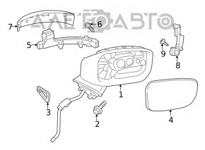 Зеркало боковое правое в сборе Mazda CX-5 17-25 6 пинов, BSM, подогрев, поворотник, синее, тычки