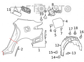 Підкрилок задній правий Toyota Camry v70 18-24 L/LE/XLE