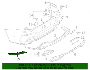 Отражатель задний правый BMW 8 G15 G16 20-25 Without m type, bumper cover & trim, Without M8, bumper cover & trim,