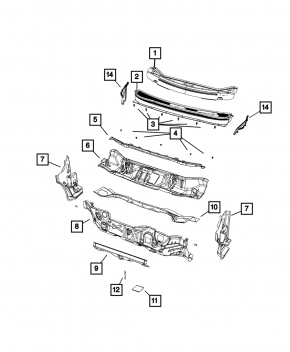 Поддон дворников пластик Jeep Cherokee KL 14-23 низ
