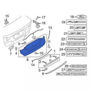 Накладка крышки багажника Ford Fusion mk5 17-18 под номер, надлом креп
