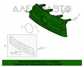 Решетка радиатора grill Toyota Highlander 17-19 хром