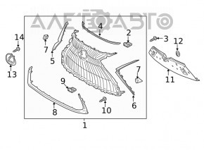 Решетка радиатора grill Lexus ES250 ES350 19-22 под парктроники и камеру