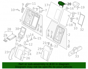 Подголовник 2 ряда центральный Audi A3 8V 15-20 4d, 5d, кожа, черный