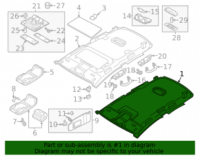 Обшивка потолка VW Passat b7 12-15 USA беж без люка