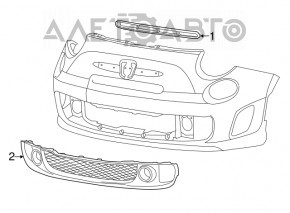 Нижняя решетка переднего бампера Fiat 500 12-19 под птф