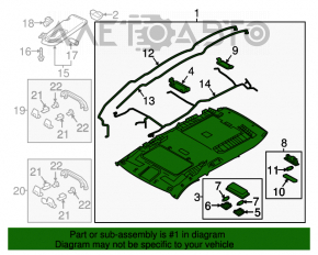 Обшивка потолка Mazda CX-9 16-17 черный под люк