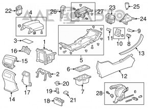 Накладка шифтера Honda Accord 13-17 hybrid тип 1, черная, глянец, с хромом, с кнопой SPORT, царапины