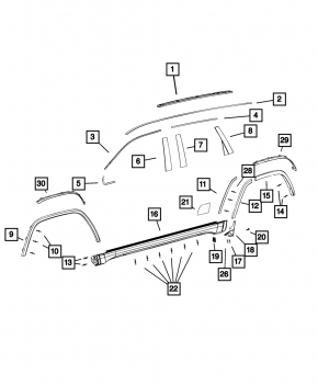 Накладка арки крыла передняя левая Jeep Grand Cherokee WK2 14-16 в цвет