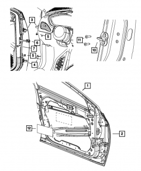 Петля двери верхняя задняя левая Dodge Dart 13-16