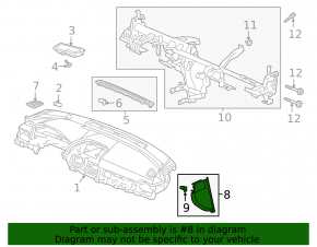 Накладка передней панели боковая правая Honda Accord 18-22 черная