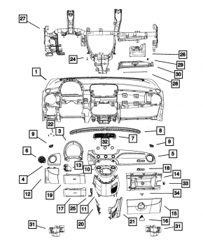 Накладка передней панели левая Fiat 500 12-15 черный глянец