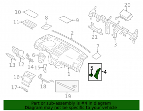 Накладка передней панели боковая правая Subaru Forester 14-18 SJ черная