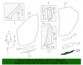Накладка порога внутренняя задняя правая Lexus RX350L RX450hL 18-22 черная