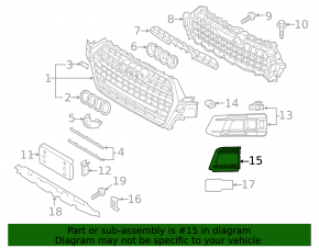 Заглушка левой решетки переднего бампера Audi Q7 16-19