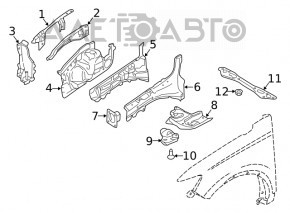 Чверть передня ліва Ford Edge 19-24 на кузові, чорна