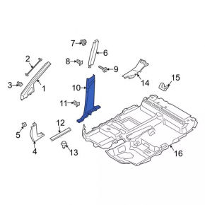 Накладка центральной стойки нижняя правая Ford Transit Connect MK2 13-18 черная