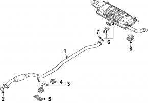 Кронштейн выпускной трассы средней части Mazda CX-90 24-26 3.3T, PHEV с резинкой