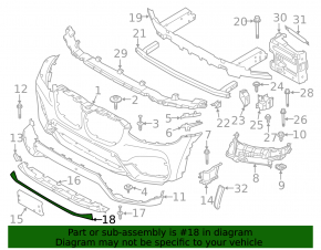 Молдинг нижней накладки переднего бампера BMW X3 G01 18-21 хром