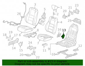 Накладка пассажирского сиденья боковая внутренняя Honda Accord 18-22 черная, 2 части