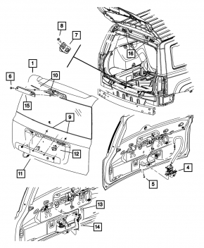 Петля двери багажника левая Jeep Patriot 11-17