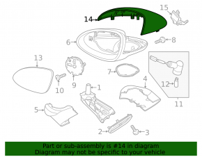 Зеркало боковое левое в сборе Porsche Cayenne 958 11-15 BSM