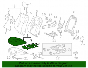 Пассажирское сиденье Toyota Prius 50 19-22 без airbag, ткань, черная, механическое, подогрев