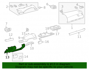 Накладка колени водителя Toyota Camry v55 15-17 usa черн, царапины, отсутствует карман