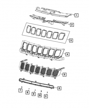 Крепление решетки радиатора grill Jeep Compass 17-21