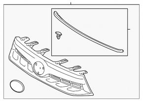 Решітка радіатора grill у зборі Toyota Highlander 11-13 hybrid