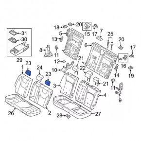 Подголовник 2 ряда левый Ford Fusion mk5 17-20 кожа черная