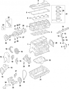 Головка блоку циліндрів ГБЦ в зборі VW Jetta 11-15 USA 2.0