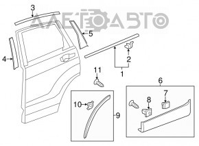 Накладка двери боковая задняя правая передняя Honda CRV 12-16