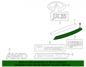 Молдинг двери багажника нижний Infiniti JX35 QX60 13-15 дорест
