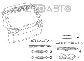Эмблема Jeep двери багажника Jeep Cherokee KL 14-18 хром