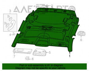 Обшивка потолка Jeep Cherokee KL 19-23 серая, под панораму, под химчистку, прожоги