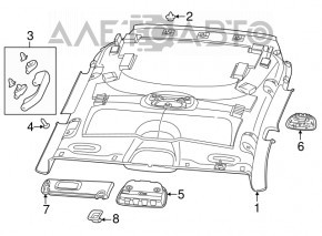 Обшивка потолка Jeep Cherokee KL 19-23 серая, под панораму, под химчистку, прожоги