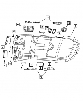 Козырек правый Dodge Journey 11-20 серый, без подсветки, без крючка