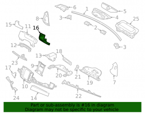 Накладка передней панели левая Volvo V90 17-24, хром, черный глянец, надлом крепления