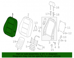 Пассажирское сидение VW Passat b8 16-19 USA без airbag, механич, подогрев, кожа бежевая, беж строчка, под химчистку, сломана кнопка регулировки подголовника
