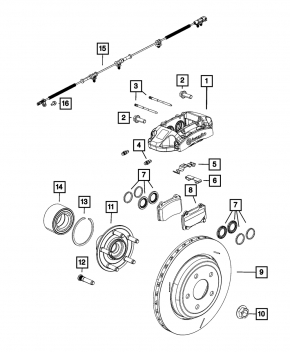 Суппорт в сборе задний правый Jeep Grand Cherokee WK2 12-17 brembo, под R20