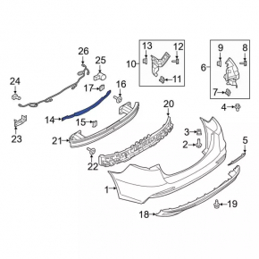 Крепление заднего бампера центральное Ford Fusion mk5 19-20