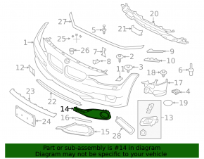 Обрамлення грати ПТФ праве BMW 4 F32/33/36 14-16 Sport/Luxury Line, закрита