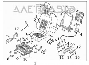 Водительское сидение Mazda 6 18-21 без airbag, механическое, ткань черная