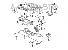 Консоль центральная подлокотник и подстаканники Mitsubishi Galant 04-12