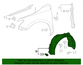 Подкрылок передний левый Toyota Camry v55 15-17 usa