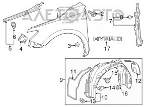 Подкрылок передний левый Toyota Camry v55 15-17 usa надорвано крепление