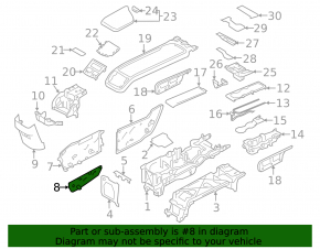 Накладка боковая центральной консоли левая задняя Volvo XC60 18-26 черная, нижняя