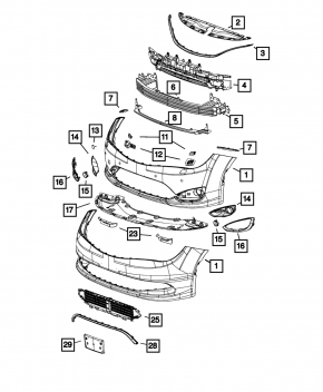 Площадка под номер переднего бампера Chrysler Pacifica 17-20